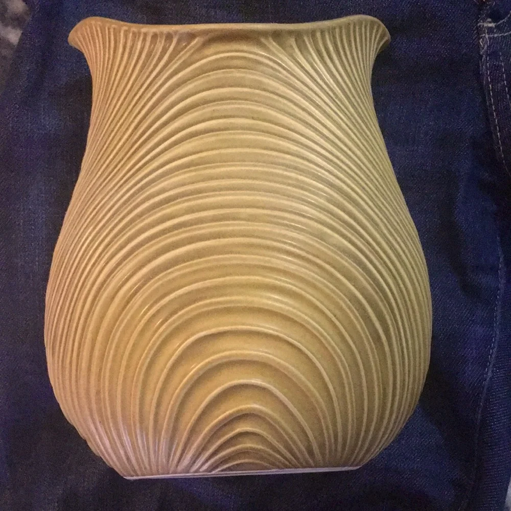 Jonathan Adler Textured Relief Mustard Yellow Charade Ripple Vase
